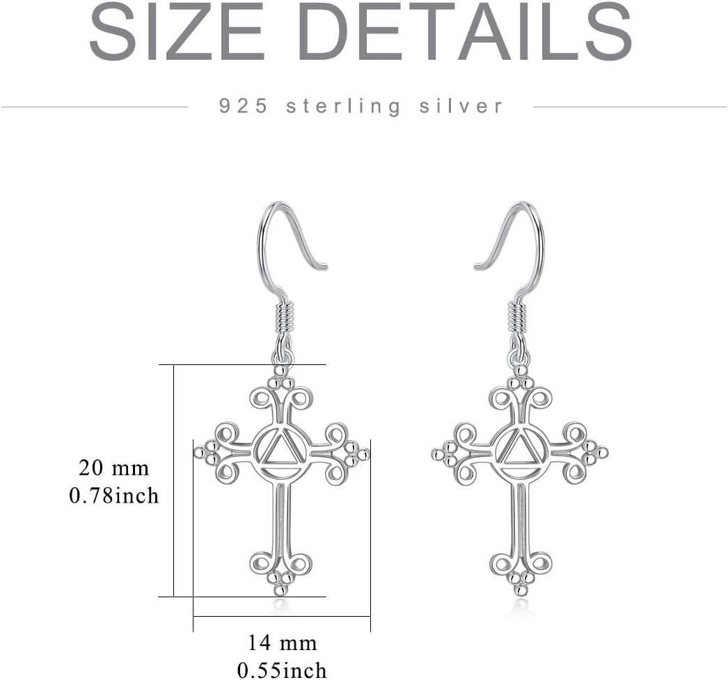 Sobriety Gift 925 Sterling Silver Alcoholics/Narcotics Anonymous Earrings AA/NA Recovery Symbol Sobriety Alcoholics/Narcotics Anonymous Gifts for Women Men