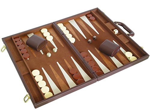 15" Deluxe Backgammon Set - Travel Case - Brown Board - Classic Board Games #TOP1
