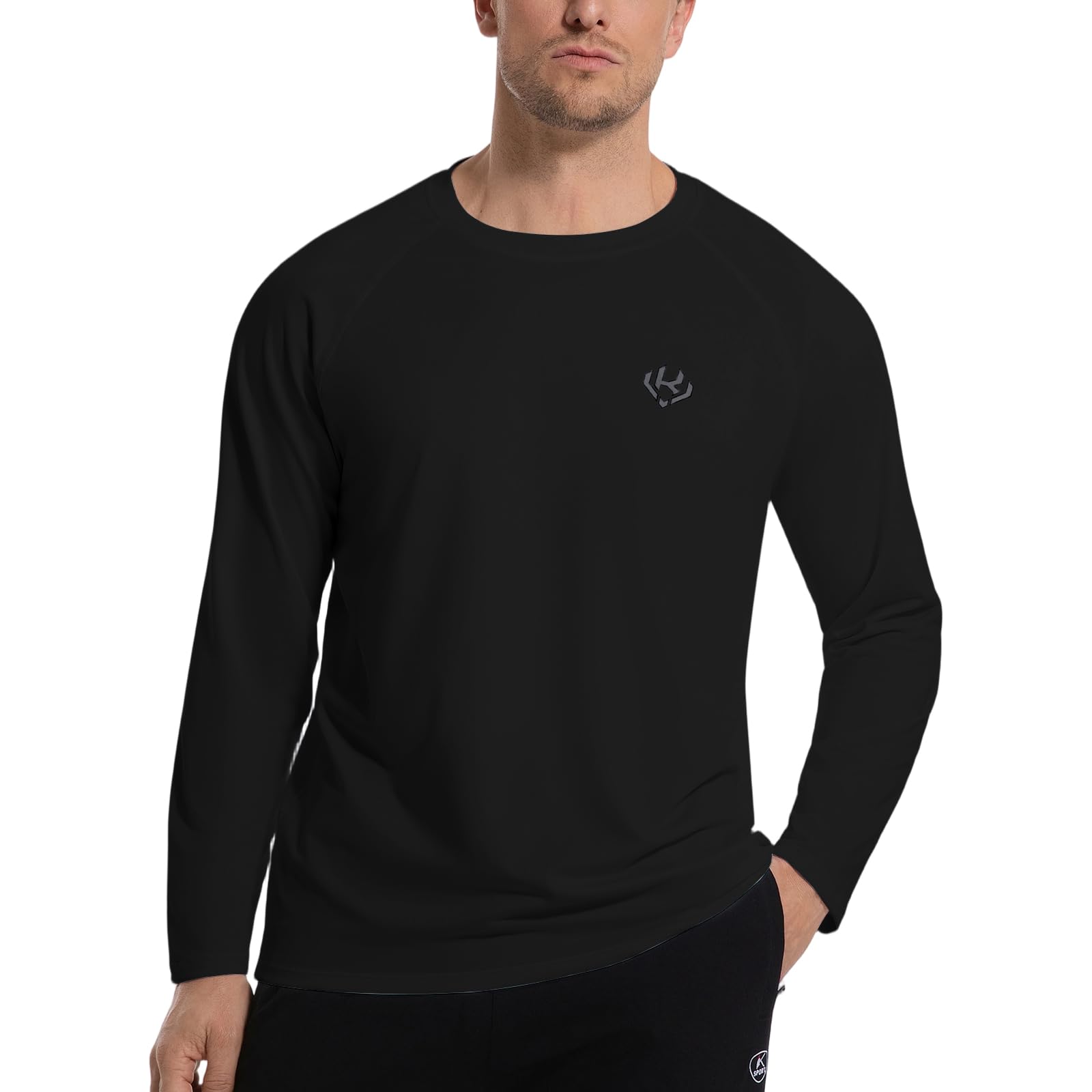 Camisetas Deporte Hombre Secado Rápido Respirable Camisetas Manga Larga Camiseta Funcional Ligera de Shirt UV Protección Top Cuello Redondo Holgado Shirts Aplicable Correr Fitness Entrenamiento