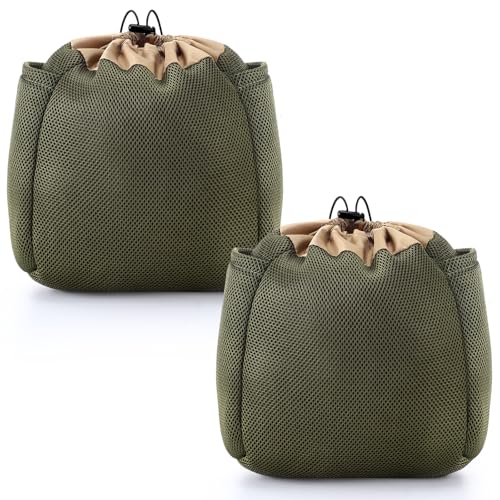 Soulchen 2 Pcs Saddle Hunting Dump Bag Saddle Pouches with Drawstring Closure Mesh Bag Tree Dump Pouches with 2 Pocket Lightweight Hunting Gear Accessories(Green)
