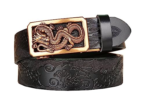 Ceinture à cliquet en cuir sculpté motif dragon rétro chic pour homme