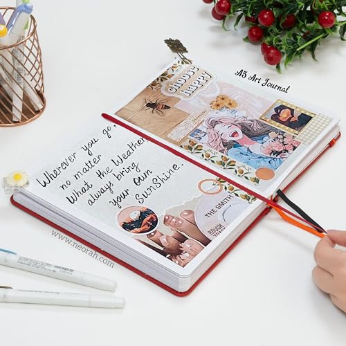 Image of NEORAH - A5 - ART JOURNAL | 200Gsm Dotgrid Notebook |160 Pages(21.0 x 14.8 cm) | Lay Flat |Hard Cover Bullet - Journal | 3 Bookmarks |Elastic Closure | Inner BackPocket | Ideal- Artist Notebook (RED)