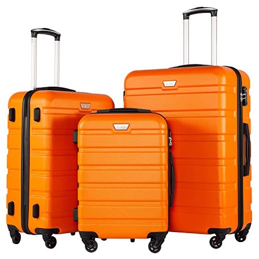 Coolife Luggage 3 Piece Set Suitcase Spinner Hardshell Lightweight TSA Lock (orange)
