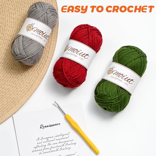 Image of 3 Pack Cotton Yarn for Crocheting, Baby Yarn for Crocheting Soft, 393yds / 5.29oz Fluffy Amigurumi Crochet Yarn, 5 Ply 100% Milk Cotton Yarn for Puzzle、Socks、Clothes(3 Khaki)