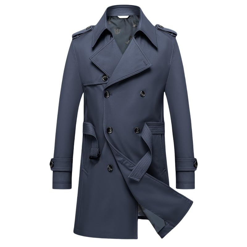 Generico Trench Uomo, Cappotto Mod Di Media Lunghezza, Doppio Petto, Bavero, Giacca Con Cintura, Spesso, Classico, Da Ufficio, Casual, Da Lavoro, Slim Fit, Soprabito