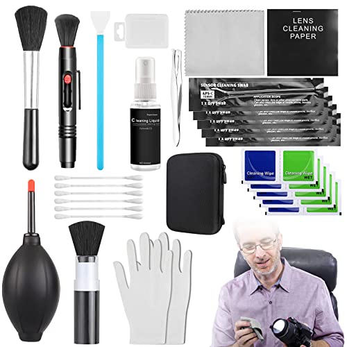 Juego de limpieza para cámara réflex digital, 27 unidades, juego de limpieza para cámara réflex digital, con soplador de cohetes, cepillo de limpieza y cepillo para objetivos