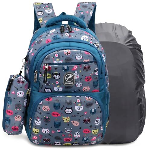 Image of Chris & Kate Premium 32 L Multi-Print School Bag for Boys Girls and Kids Spacious Interiors Casual Backpack Perfect for School, College, Everyday Use Includes Free Stationery Pouch and Rain Dust Cover