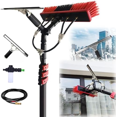 Telescopic Window Cleaning Brush Kit 3.6-10.8m Water-Fed Squeegee & Soap Dispenser Telescopic Pole for Effortless Car & Window Cleaning Durable & Lightweight Cleaning Equipment