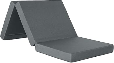 Ventadecolchones – Folding Mattress with Closure and Handle 120 x 190 x 10 cm with Extra Firm D25 Foam in Premium Grey Canvas for Vans, Travel or Guests