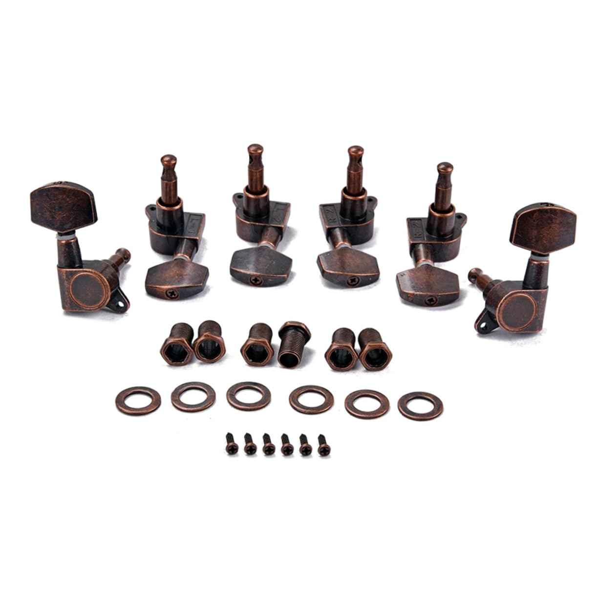 SUPVOX Locking Guitar Tuning Pegs Set with Buttons Large Square Head Machine Heads for Acoustic and Electric Guitars Includes Ferrules Bushings and Screws for Easy Installation