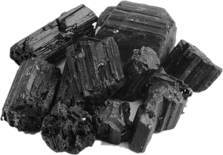 GeViaHo Ripple Stream Raw Black Tourmaline Stone 2 Pieces Rough Stones, Metaphysical Healing, Chakra Balance (3-5cm crystalline)