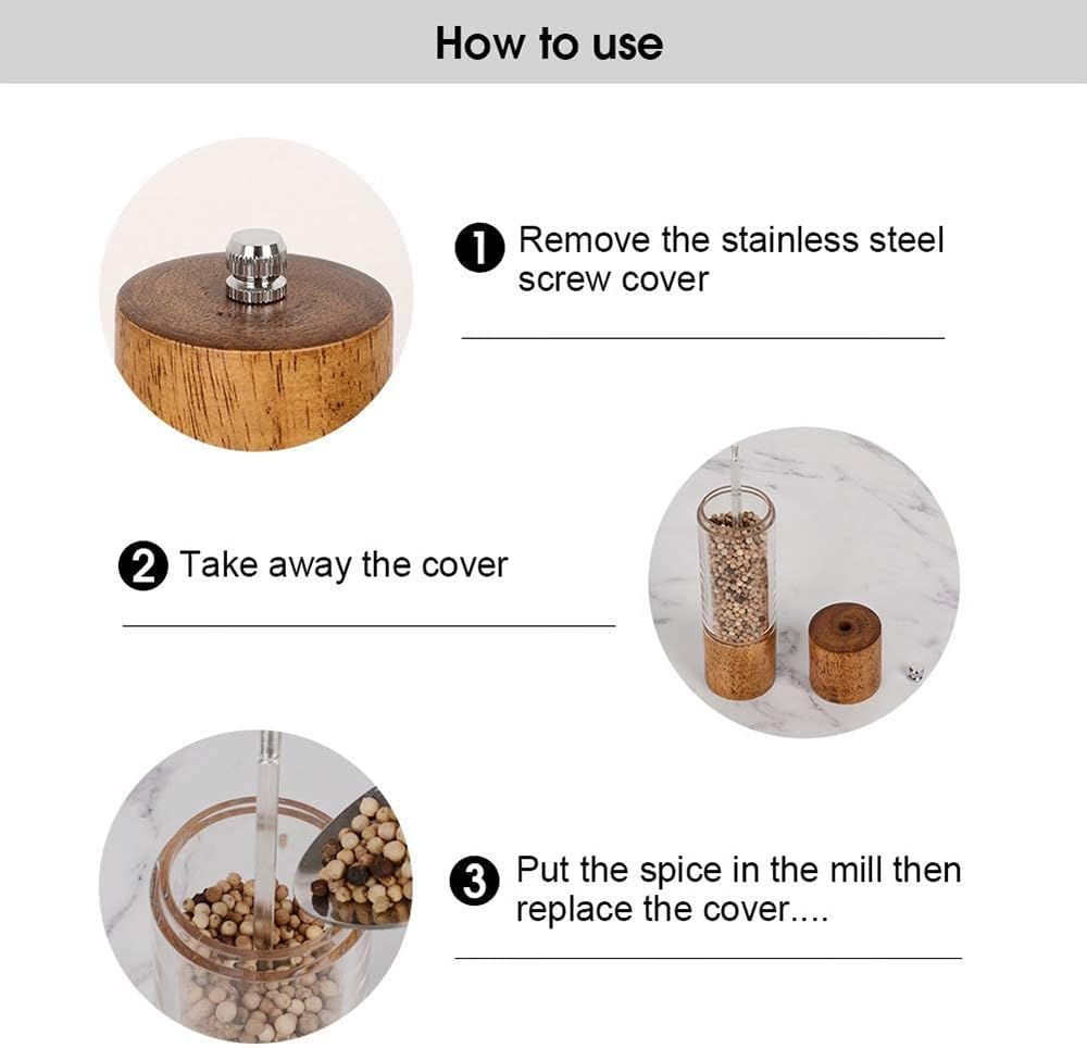 Wooden Pepper Mill Manual Salt Spice Grinder With Adjustable Ceramic Core Kitchen Helper