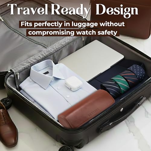 Image of Luxury Father's Gift, Travel Watch Case 3 Slots, Bonus Pouch Included, Portable Organizer, PU Leather Watch Roll, Home Storage, Angled Easy-Removal Cushions, Scratch-Resistant Padded Velvet Lining
