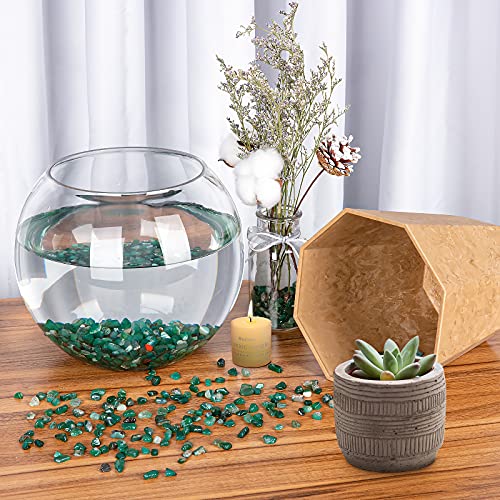 Rifny Decorative Polished Rocks, 0.3" Gravel Rocks Crushed Crystal For Plant Flower Pots Succulents Cactus Bamboo Plant Vase Filler Aquarium Fish Tank Decorations And Diy Craft (1.5 Lb, Green) #TOP5