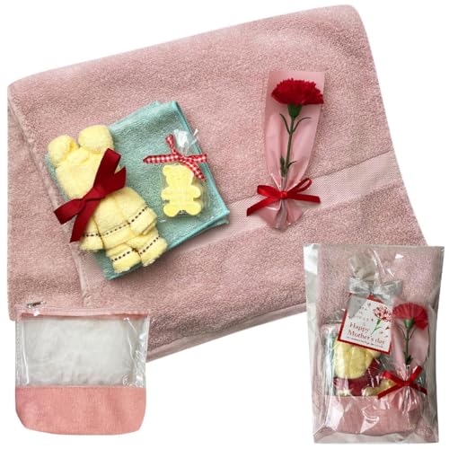 母の日 カーネーション ギフト スリムバスタオル タオルハンカチ タオルベア クリアポーチ セット バスフィズ タオル ギフト 2025 プレゼント 贈り物 お母さん ママ もらってうれしい 喜ばれる 使える 可愛い かわいい タオルの萩原 mother-
