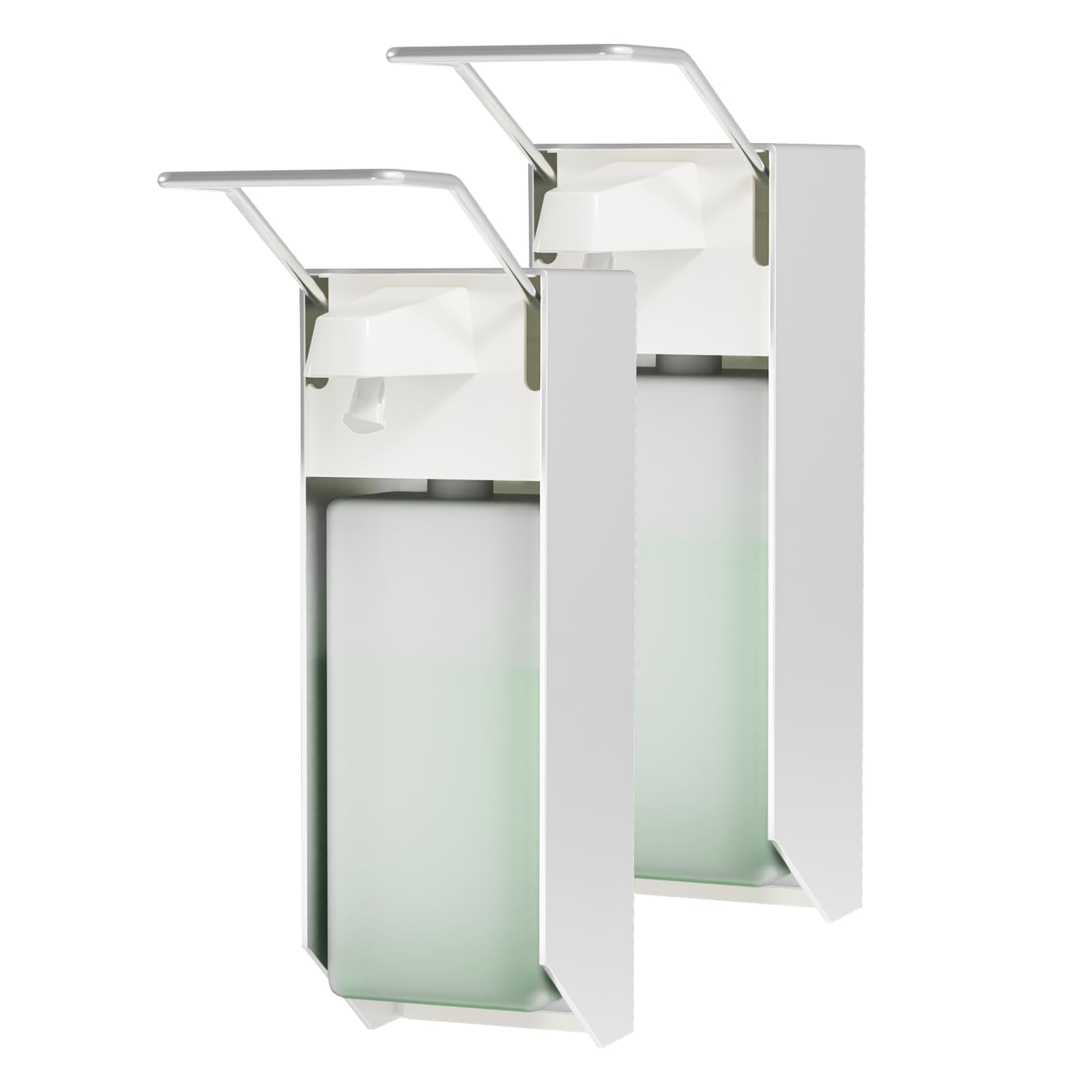 Eurospender 1000ML 2er Set, Seifenspender Mit Wandbefestigung Und Ellbogendruck Für Desinfektionsmittel Und Handseifen, Weiß Soap Dispenser, Aluminium