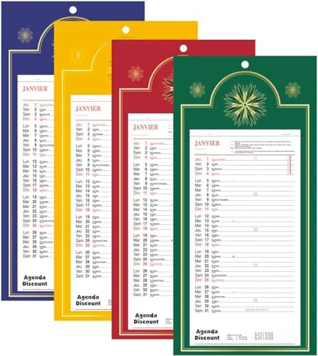 Calendrier mensuel long sur plaque 20x38cm (COLORIS ALEATOIRES) - 2026 (Couleurs Aléatoires, 20x38cm)