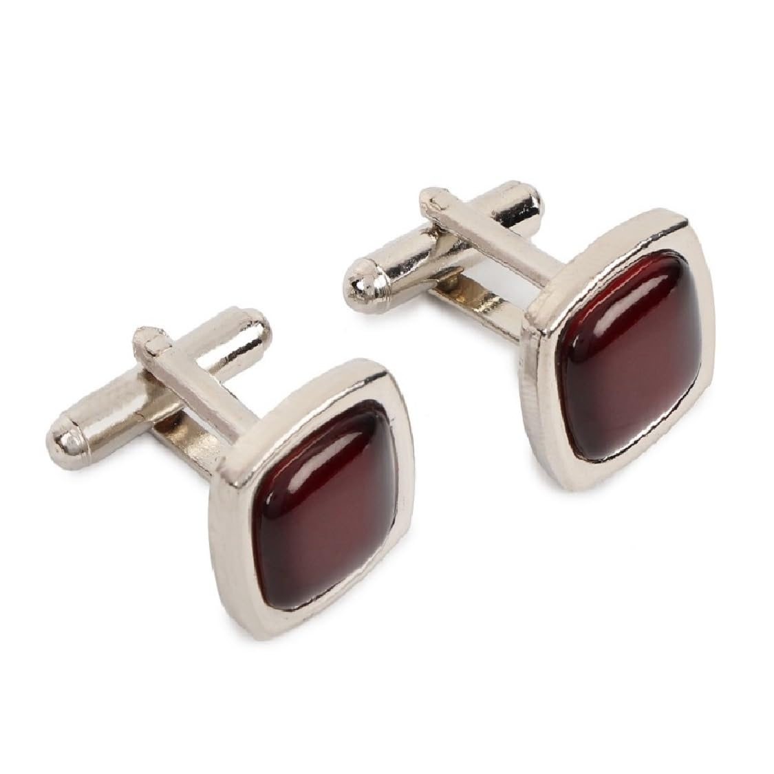 fashmade “where fashion is made” FashMade Maroon Square Cufflinks for Men | Stainless Steel with American Stone | Anti-Rust Finish | Elegant Box Included | Formal Accessory for Office & Gifting-picture-34