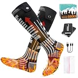 Calze Riscaldate a Batteria per Uomo e Donna, 2×6000mAh Calze Termiche Ricaricabili, 4 Livelli di Calore e Riscaldamento a 360°, Calzini Caldi per Sport, Sci, Campeggio, Ciclismo