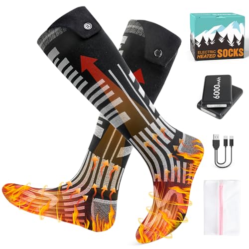 Calze Riscaldate a Batteria per Uomo e Donna, 2×6000mAh Calze