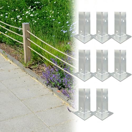 1 2 3 5 8 9 Pcs Fence Post Support Brace for Rectangle Pole, Tall 4" 8 Inch Deck Pergola Post Base Wood to Concrete/Gate Column Protectors Saddle Bracket/Anchors Kit Adjustable, Galvaniz