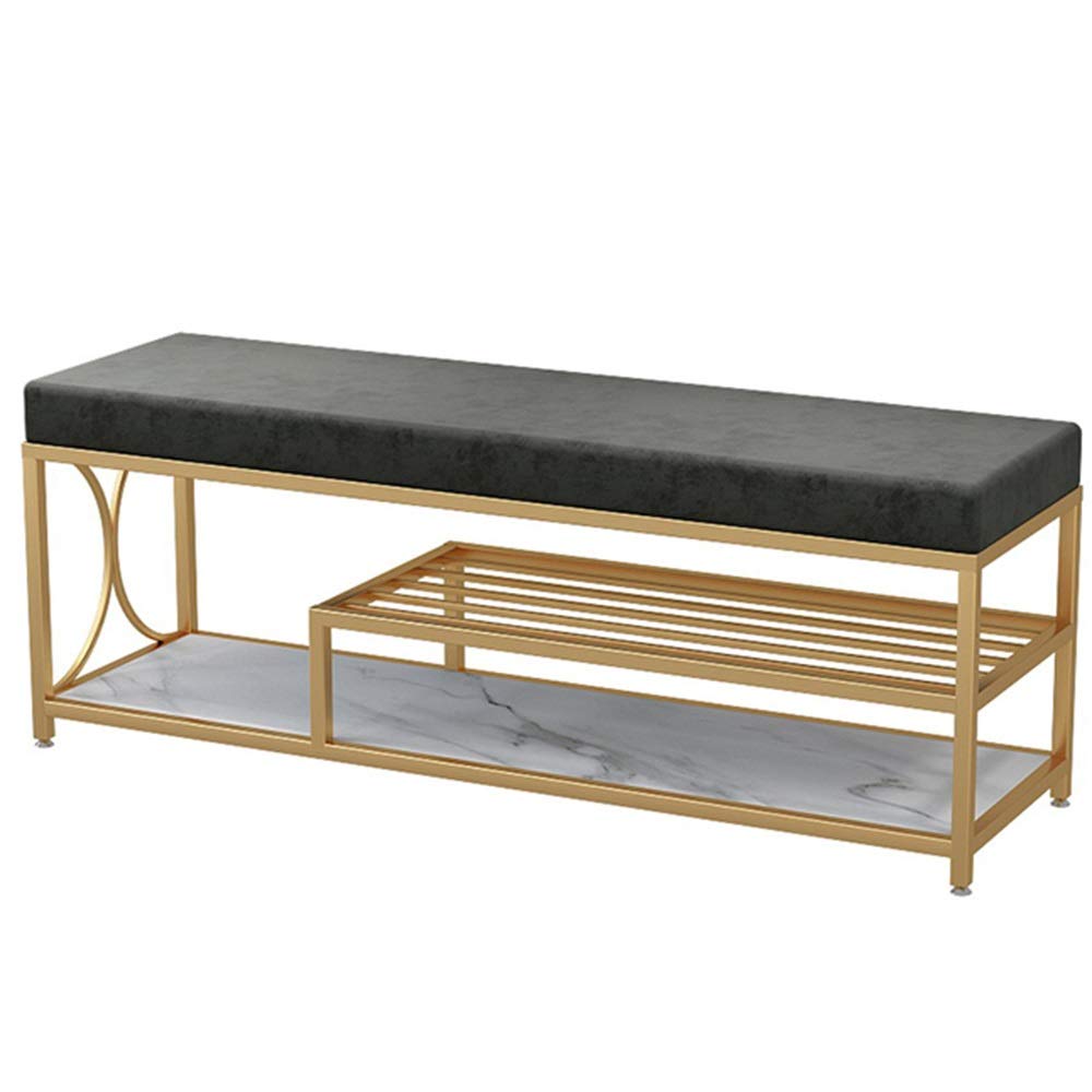 Tabouret à langer en velours pour chambre à coucher avec rangement de chaussures