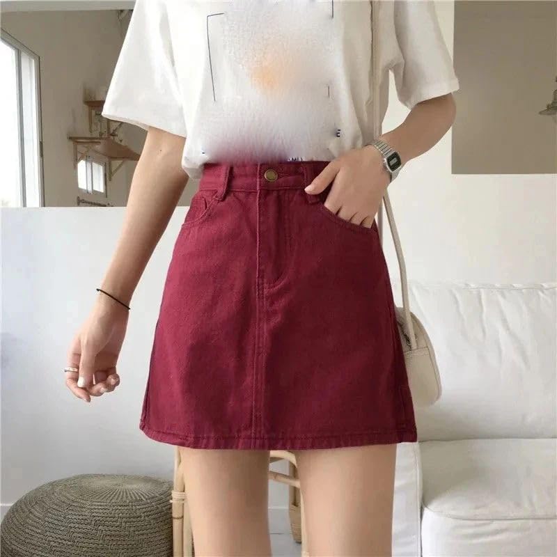 Jupe trapèze coréenne taille haute pour affiner la silhouette