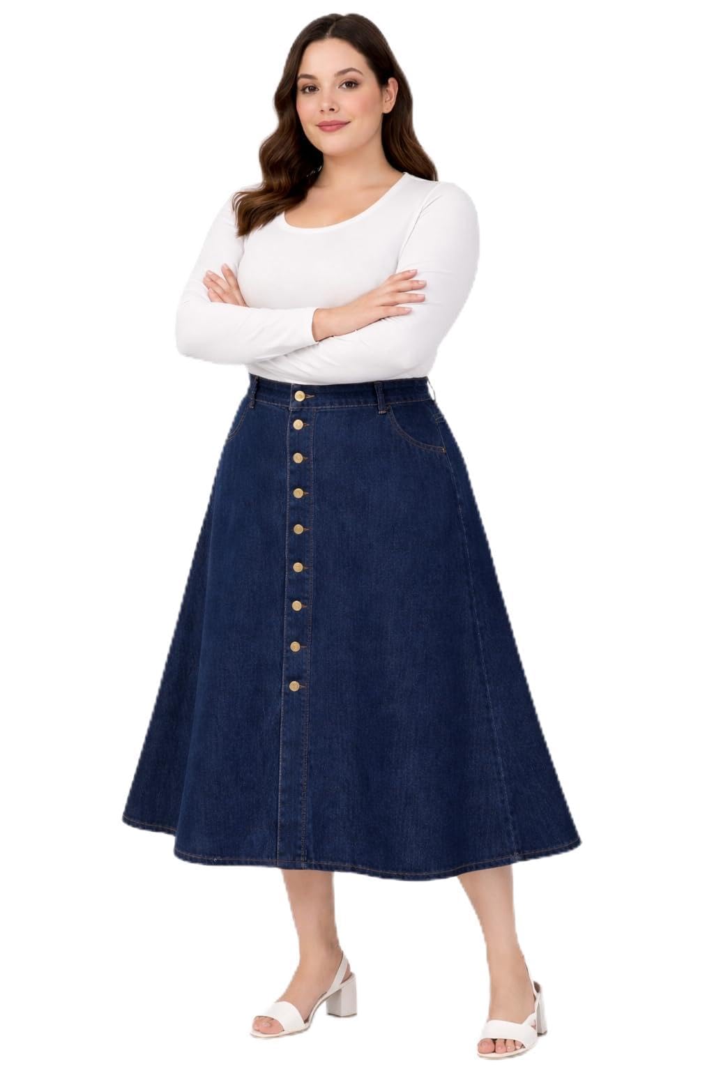Tripursundari FashionWomen’s Mid-Waist Denim A-Line Maxi Skirt | Casual & Office Wear 38800-picture-24