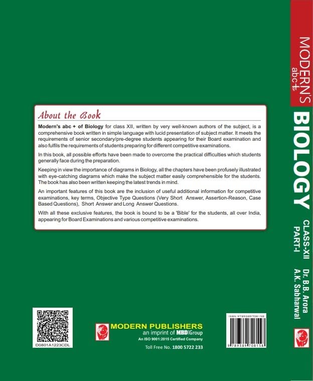 Image of MOD ABC PLUS OF BIOLOGY CLASS-12 (PART-1 & 2) BB ARORA & AK SABHARWAL (2025)