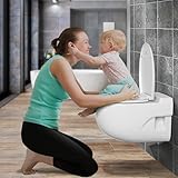Toilet Seat, MUJIUSHI Slow Close 2-in-1 Family Toilet Seat with Built in Potty Training Child Seat, Detachable Magnetic Kids Seat Cover, Standard O Form Family Toilet Lid for Toddlers & Adults - Image 7
