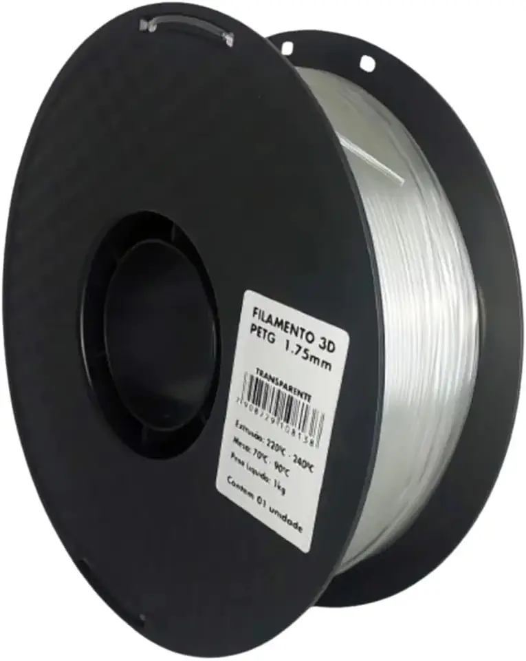 Filamento 3D PETG Transparente 1.75mm 1KG Masterprint Para Impressora 3D