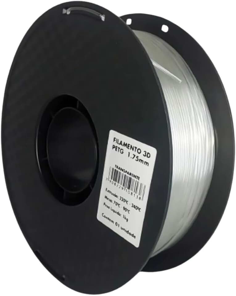 Filamento 3D PETG Transparente 1.75mm 1KG Masterprint Para Impressora 3D