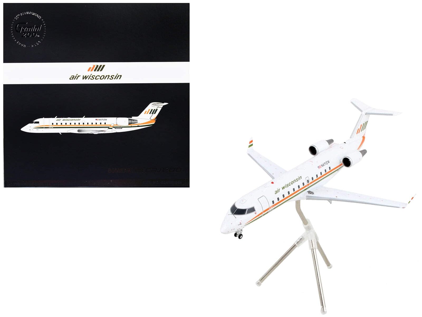 Amazon.com: GeminiJets G2AWI1244 Air Wisconsin CRJ-200LR Retro