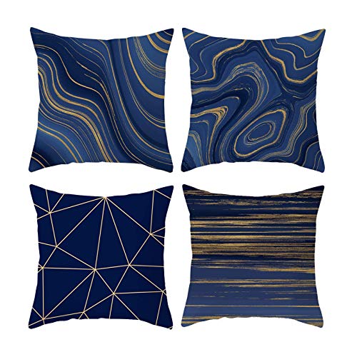 SEVEN HITECH Baumwolle Leinen Kissenbezug 4 Kissenbezüge 45cm x 45cm Cover