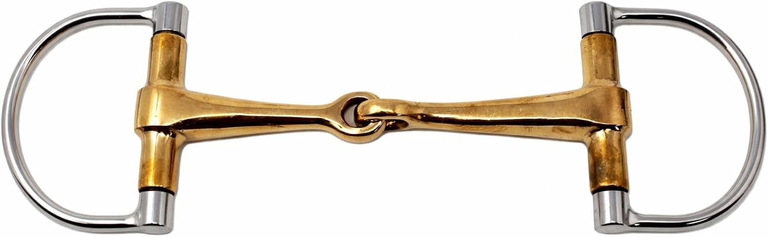 CHALLENGER Equine Stainless Steel D-Ring Snaffle Copper Mouth Horse Bit Tack 35444
