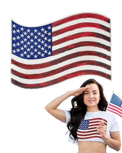 1pc Sequin American Flag Patch, Large US Flag Iron on