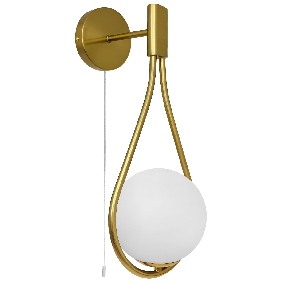 Modern Brass Wall Light Sconce with Frosted Glass Globe Shade, Contemporary Indoor Wall Lamp BW17