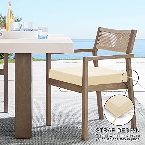 Wellsin Outdoor Chair Cushions For Patio Furniture - Patio Chair Cushions Set Of 4 - Waterproof Square Corner Outdoor Seat Cushions 18.5"X16"X3", Beige #TOP5