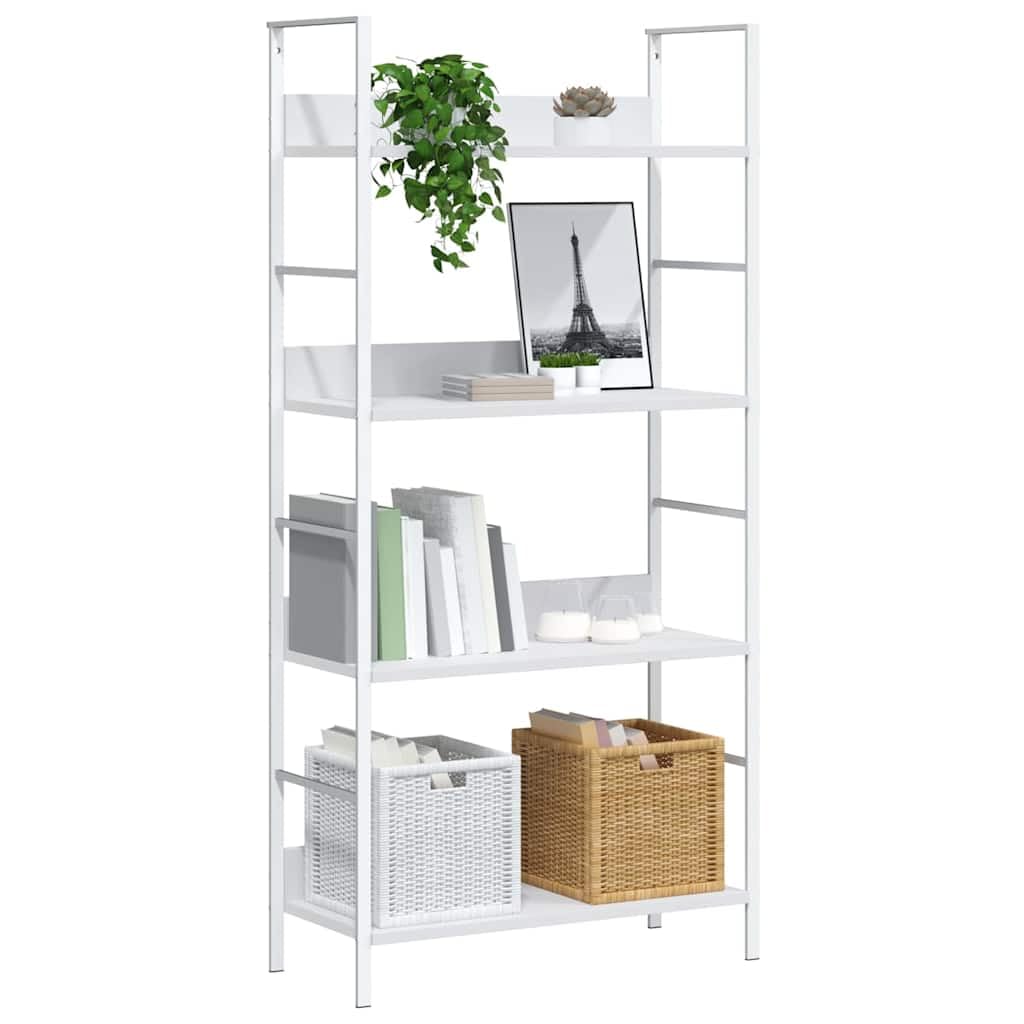 Libreria 4 ripiani bianchi 60 x 27,6 x 124,5 cm legno composito