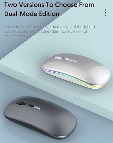 Miniatura 8 de Ratón inalámbrico Bluetooth recargable para portátil, pantalla LED portátil, uso de ratones de computadora (BT5.2 o USB 2.4G) Conexión de modo dual