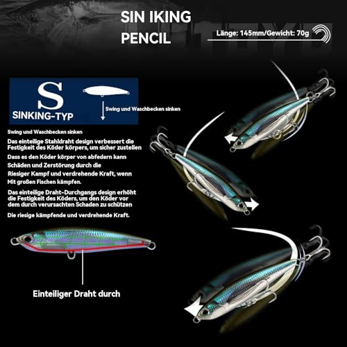Leurre de pêche réutilisable de 14,5 cm avec système de lancer large