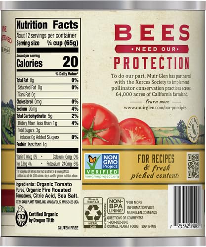 Miniatura 3 de Muir Glen Tomates enlatados tostados al fuego triturados 28 onzas