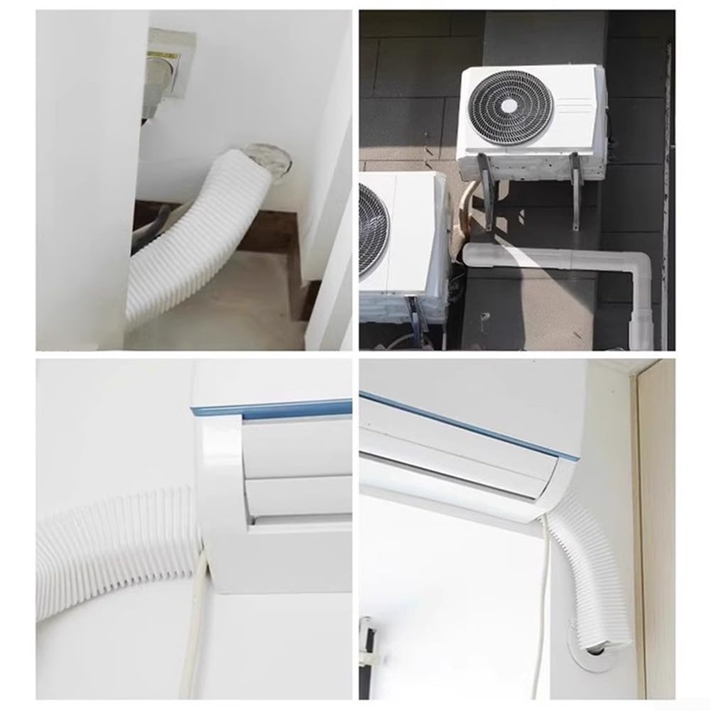 PVC-Klimaanlagenabdeckung, AC-Rohr-Abdeckungs-Set, dekorativer Schlauch zum Verstecken von Linien, Innen- und Außenbereich, Weiß (75 x 65 mm 63 cm)