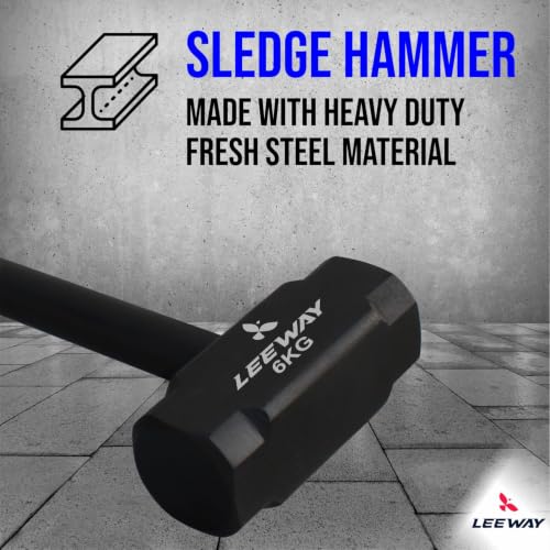 Image of LEEWAY 6 Kg Sledge Hammer for Strength Training, Gym Hammer, ClubBell, MaceBell for Full Body, Shoulder, Grip and Forearm Workout, Stretching Exercise Sledgehammer (Hammer, 6 kg)
