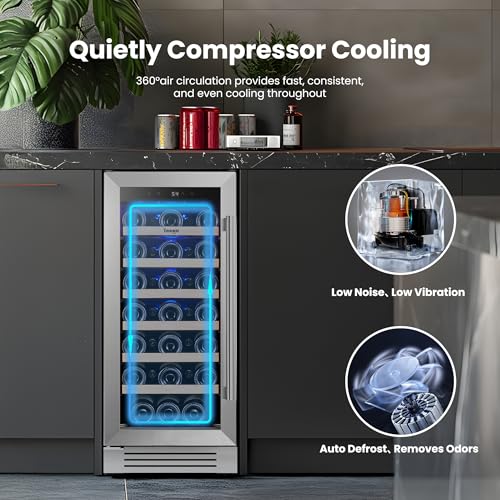 Image of Yeego 15 Inch Wine Fridge, 33 Bottle Wine Cooler with Left-Hinged