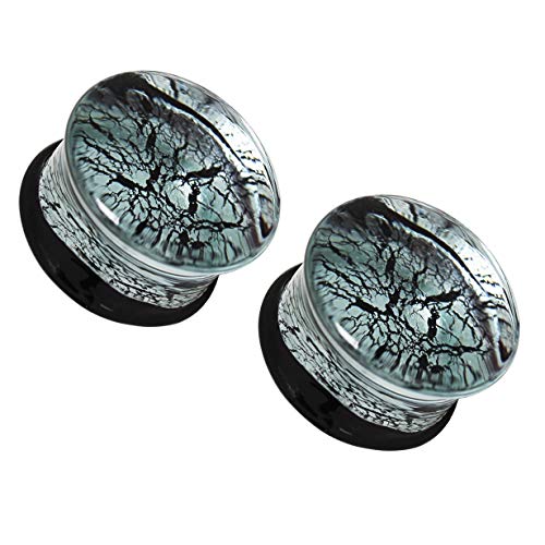 Plugs d'oreille en verre artisanal Pierced Owl craquelé argenté