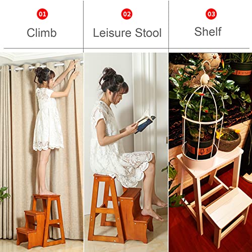 Tabouret échelle pliable en bois 3 marches pour petit espace