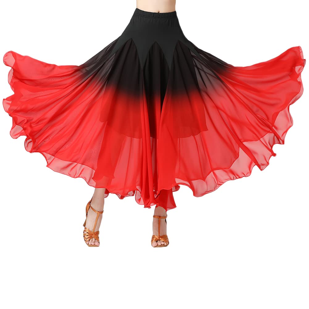 Falda Danza del Vientre Mujer Falda Larga Gasa con Volantes Falda Maxi de Swing Grande Falda Larga de Cintura Elástica