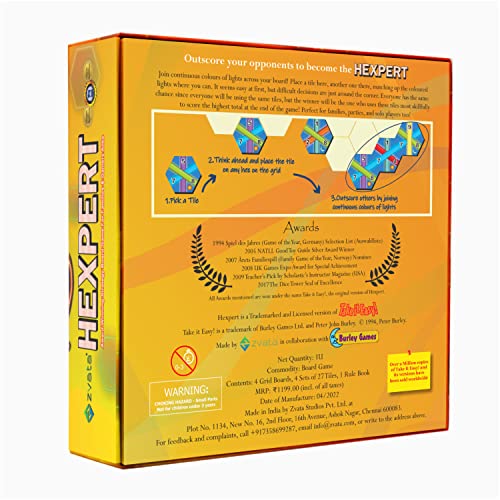 Image of Hexpert - Tile-Laying Strategy Board Game for Adults, Family and Kids 7+ Years | Fun & Playful 1-4 Players Family Board Game for Boys & Girls | Ideal for Birthday Gifts - Multicolor