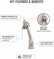 Vista 3 de Litepak - Tope de puerta abatible, soporte premium, 4 pulgadas (níquel satinado, paquete de 2)